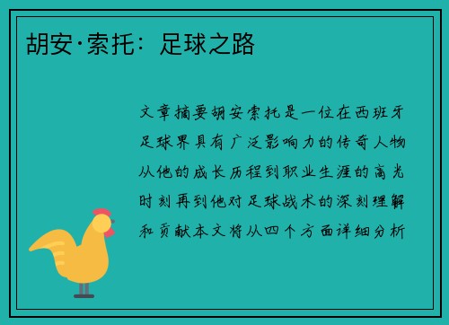 胡安·索托：足球之路